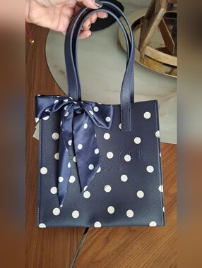 Ted Baker Navy Polka Dot Tote with Bow